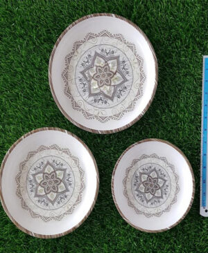 Pack Of 3 Double Glazed Melamine Printed Dinner Plates Pakistan