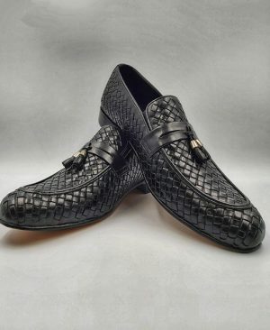 Black Net Carved Derby Style Shoes Pakistan